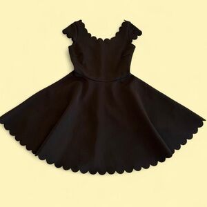 Nasty Gal Black Scalloped Hem Dress small retro style